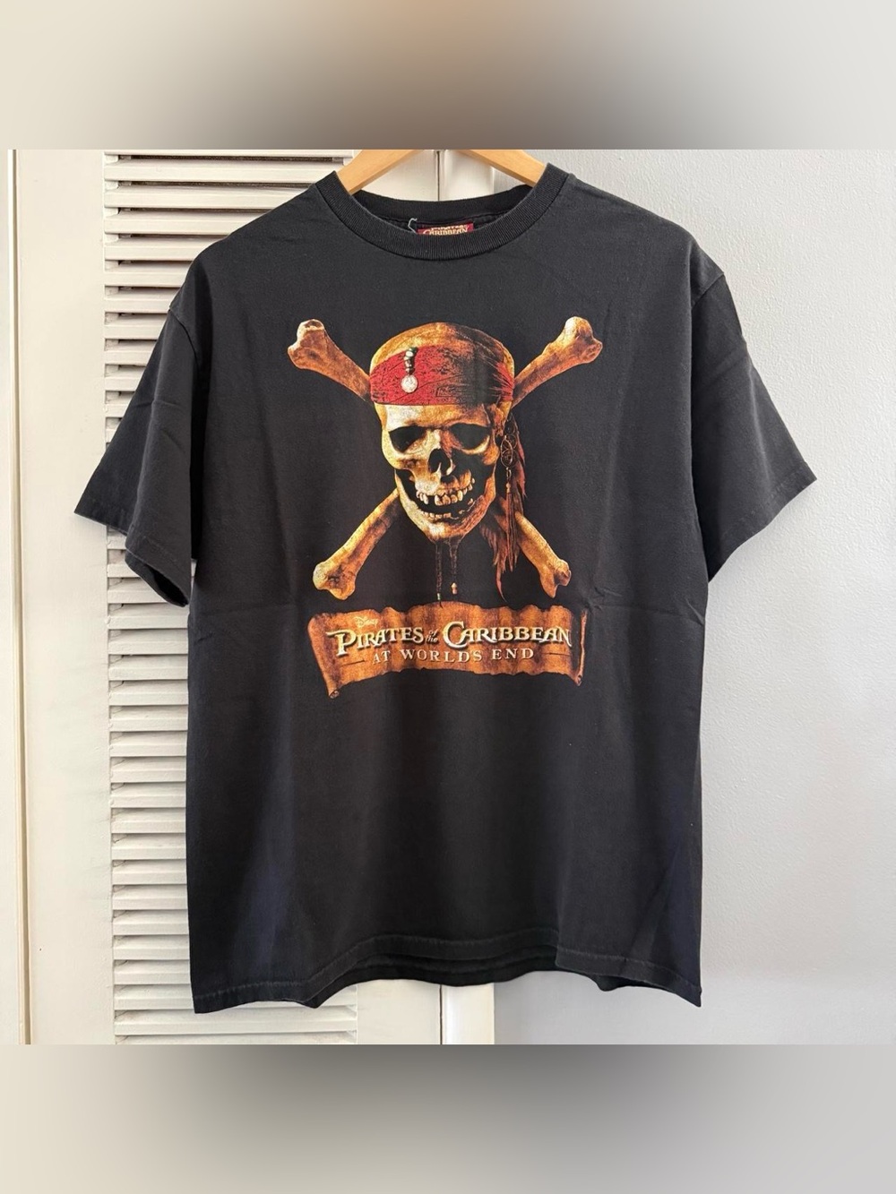 Vintage Disney Pirates of the Caribbean At World's End Black T-shirt Sz Medium